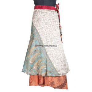 Nueva Falda Envolvente Mágica de Seda 100% Rajasthani, Falda de Fiesta, Falda Envolvente Fresca, Sarong de Seda India, Pareo de Playa, Falda Larga Envolvente - Product Image 5