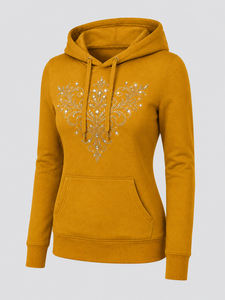 Women's Crystal Embellished <b>Rhinestone</b> Hoodie Casual Sweatshirt Long Sleeve Hooded <b>Jacket</b> Comfortable Everyday Fashion Wear - Product Image 5
