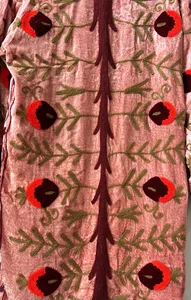 Chaqueta Larga de Terciopelo Rosa Estilo Boho para Mujer, Bordada con Diseño Floral, Estilo Prairie Chic, Manga Larga, Ropa de Abrigo para Invierno - Product Image 2