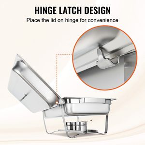 Set da Buffet in Acciaio Inossidabile da 8 Qt, 2 Pezzi, con 2 Pentole Grandi e 4 Pentole Piccole, Scaldavivande Manuale per Catering, Forma Rettangolare - Product Image 4