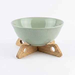 Natural Wooden Crossed Bowl Stand, Foldable Wood Bowl Holder for Kitchen Dining Table Home Decor - Product Image 2