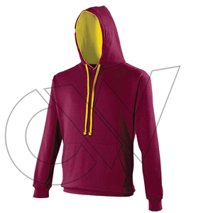 Sweat-shirt à capuche pour homme, couleur marron, avec doublure jaune, cordon de serrage, poche en polaire écologique, coupe classique, vêtement décontracté pour l'hiver - Product Image 1