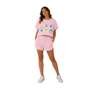 Hot Sale Women's 2-Piece Shorts <b>Set</b> Crew Neck Short Sleeve Sequined Breathable Ruffle Sleeve Casual All Season 2-Piece Short <b>Set</b> - Product Image 4