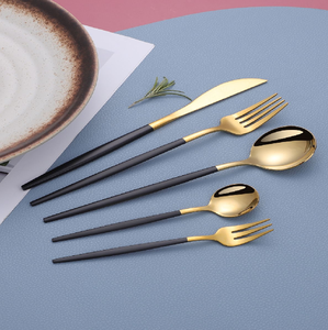 Gorgeous gold cutlery set, beautiful elegant teal blue textured handles, premium <b>flatware</b>, available at wholesale prices. - Product Image 3