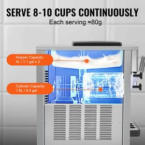 1800W commerciale controsoffitto macchina per il gelato 21 QT/H resa 3-sapore Soft Serve pannello LCD Auto pulito Pre-raffreddamento per ristoranti - Product Image 4