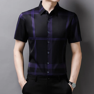 New Men's Business Casual Short Sleeved Shirt <b>No</b> Iron and Wrinkle Resistant Top - Product Image 3
