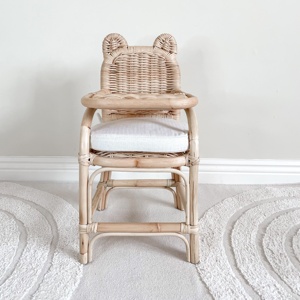 Kid pretend play highchair rattan doll high chairs dolls feeding chair toys for baby girls - Product Image 3