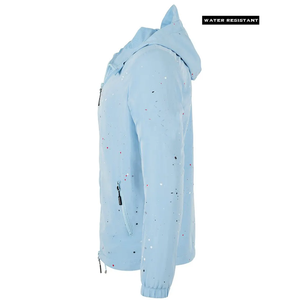 Chaqueta cortavientos con capucha azul claro, diseño de puntos, resistente al agua, informal, para otoño, ropa de hombre, chaqueta acolchada con capucha para hombre - Product Image 3