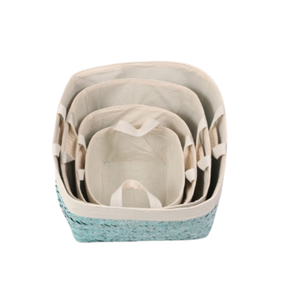 Handmade Natural Bamboo <b>Storage</b> <b>Basket</b> for Organizing with Linen Fabric Multipurpose Woven <b>Baskets</b> from Vietnam - Product Image 2