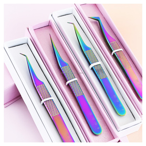 แหนบปลายสแตนเลสแบบแยกเส้นใยแหนบขนตาสำหรับต่อขนตา45 90องศา - Product Image 1