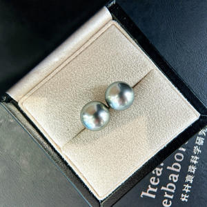 Pendientes de Perlas Naturales de 10-11 mm, Color Gris Platino, Chapados en Oro Blanco de 18K, Plata 925 con Incrustaciones, Hebilla Cuadrada, Casi Perfectos - Product Image 1