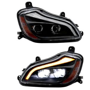 Upgrade <b>LED</b> <b>Headlight</b> Assembly for Kenworth T680 2013-2021 Truck Black Left/Driver and Right/Passenger Pair Set - Product Image 1