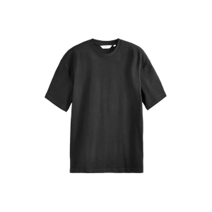 T-shirt à manches courtes pour homme, col rond, noir, 100% coton, coupe classique, couleur unie, jersey tricoté, décontracté - Product Image 1