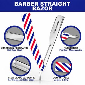 Navaja de Afeitar Profesional para Barbería, de Acero Inoxidable, Plegable, con Cuchillas Reemplazables, Logotipo Personalizado OEM, para Cuerpo y Rostro - Product Image 5