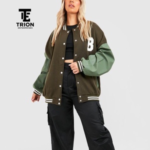 New Fashion <b>Ladies</b> Crop Varsity Jackets in <b>Black</b> & White Color Plus Size Stylish Wool Crop <b>Top</b> Jackets for <b>Ladies</b> OEM Serviced - Product Image 4