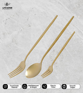 Ensemble de couverts de luxe en acier inoxydable plaqué or 24 pièces avec fourchettes et cuillères pour des dîners élégants - Product Image 6