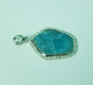 Colgante de Larimar en Plata de Ley 925, Joyería de Piedra Preciosa Natural Hecha a Mano, Elegante Regalo para Mujer, Estilo Oceánico - Product Image 5