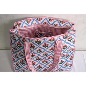 <b>Indian</b> Handmade Cotton Quilted Tote <b>Bag</b> Floral Shoulder <b>Bag</b> Zipper Handbag Boho Shopping <b>Bag</b> - Product Image 4