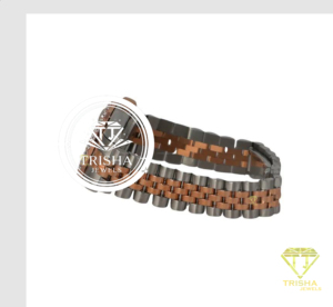 Montre de luxe bicolore en moissanite et diamants, avec bracelet Jubilé en or rose et acier inoxydable - Product Image 3