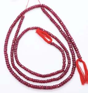 Cuentas facetadas de rubí AAA, cuentas de rubí rondelle de 4 mm, cuentas de rubí africano teñido, cuentas de piedras preciosas de rubí rosa facetadas de 16 pulgadas - Product Image 3