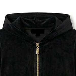 Nouveau sweat-shirt à capuche zippé en velours noir pour femme, avec logo personnalisé, manches longues, couleur unie, coupe classique, respirant, idéal pour l'automne - Product Image 5