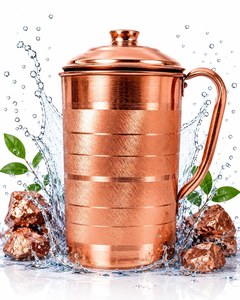 Carafe en cuivre artisanale, pichet à eau traditionnel indien pour un usage quotidien - Product Image 5