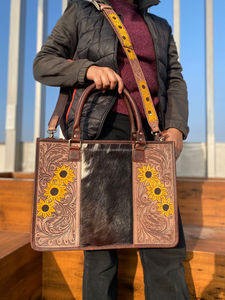 กระเป๋าโท้ทหนังขนวัวแท้มาใหม่กระเป๋าหนังมีสไตล์สำหรับผู้หญิงกระเป๋าเครื่องมือแกะสลักมือสำหรับใช้งานได้หลากหลาย - Product Image 4