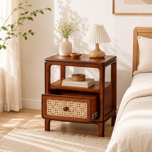 LAYTON Table de chevet moderne en bois massif Ensemble de meubles de chambre à coucher à 1 tiroir Emballage à bas quantité minimale de commande Fourniture directe vietnamienne Meilleur vendeur - Product Image 4
