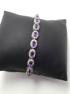 Pulsera de tenis ovalada de amatista púrpura africana natural, pulsera Princesa Púrpura Rivière, regalo de aniversario y cumpleaños - Product Image 2