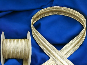 Cinta Trenzada Dorada Mate de 20mm, Hilo Metálico Dorado para Bordado, Adorno de Encaje Sfifa de Pakistán, Estilo Étnico Vintage Sunjotra, Ecológico - Product Image 4
