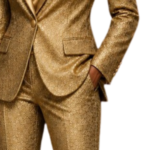 Conjunto de pantalón y blazer amarillo dorado para mujer, elegante traje de dos piezas para negocios, ropa formal de oficina, traje a medida - Product Image 5