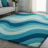 Tapis en laine tufté fait main moderne de qualité supérieure |   Tapis à boucles à motif abstrait, texture douce, adapté aux animaux domestiques, antidérapant, pour salon et chambre
