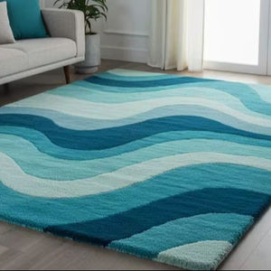 Alfombra Moderna de Lana Tufted Hecha a Mano |   Alfombra Texturizada de Pelo Largo con Patrón Abstracto para Sala de Estar o Dormitorio, 1 Pieza, PET - Product Image 1