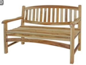 Banc de jardin en teck pour l'extérieur, avec dossier à lattes, pour patio, cour et jardin - Product Image 1