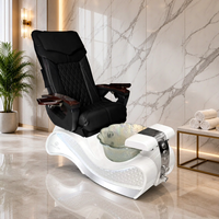 Fauteuil de pédicure sans plomberie avec massage des pieds et bol en verre, fauteuil spa portable pour les pieds pour salon de manucure et studio de beauté
