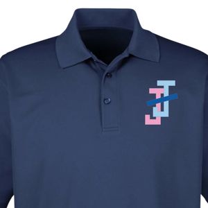 <b>Navy</b> <b>Blue</b> Men's Short Sleeve <b>Polo</b> <b>Shirt</b> with Jack and Jill Embroidered Logo Collared Button Front Casual Uniform Top Daily Wear - Product Image 2
