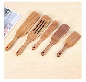 Ensemble d'ustensiles de cuisine en bois d'acacia naturel antiadhésifs, spatule à steak à long manche, spatule à pizza, ustensiles de cuisine en bois utilisés dans la cuisine - Product Image 4