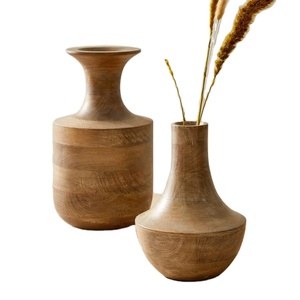 Mango Wood Decorative Handmade Flower Vase , Table Top Centerpieces - Product Image 1