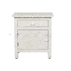 Mesa de Cajones con Incrustaciones de Hueso de ILAHI, Diseño Moderno con Detalles de Ágata, Almacenamiento de Tres Niveles, Mueble Portátil para el Hogar - Product Image 3