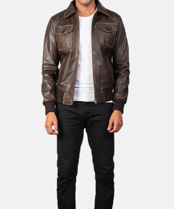 Blouson en cuir double face unisexe, automne-hiver, col montant, imperméable, coupe-vent, style motard, fermeture éclair, denim, style urbain - Product Image 4