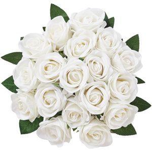 Fleurs artificielles en mousse blanche réalistes, 60 pièces en vrac, fausses roses pour bouquet de mariage DIY ou douche nuptiale, tiges artificielles blanches - Product Image 4