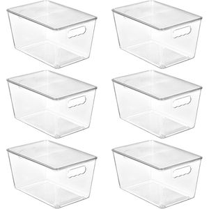 Contenitori Impilabili Trasparenti con Coperchi, Set da 6, Grandi Organizzatori in Plastica per Dispensa - Product Image 1