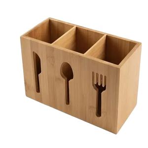 Organizador de Cubiertos de Bambú Moderno, Caja de Almacenamiento Multifuncional para Cucharas, Tenedores y Cuchillos, para Mesa de Cocina o Encimera - Product Image 3