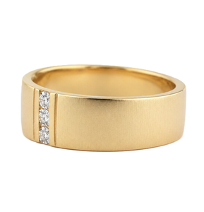 Wholesale <b>Brushed</b> Band 10K 14K Solid Gold Minimalist Strip Ring IGI Certified <b>Round</b> Lab Created Diamond Three Stone Diamond Band - Product Image 4