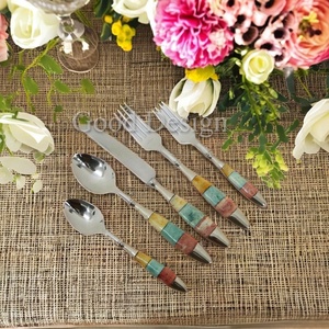 Modern Luxury Resin Handle Stainless Steel <b>Flatware</b> Sets for Weddings-Reusable Matte Polish Good Design - Product Image 1