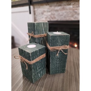 Rustic Reclaimed Wood <b>Candle</b> Holders with Twine - Wholesale from India - Product Image 1