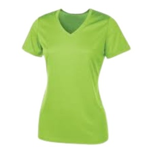 T-shirt vert à col en V pour femme, manches courtes, coupe classique, décontracté - Product Image 3