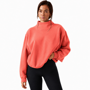 Women's Best Selling Breathable Eco-Friendly Mock Neck Pullover <b>Sweatshirt</b> Lightweight Cotton Fleece Custom <b>Embroidery</b> Drop - Product Image 1