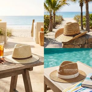 Sombrero Fedora de Paja Tejida Unisex, Color Beige Natural, Ala Ancha, Estilo Vaquero, para Playa, Viajes y Actividades al Aire Libre - Product Image 5
