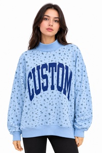 Customize Letter Print Crew Neck Sweatshirt <b>Women</b> Knitted Cotton Oversized Autumn Streetwear Pink <b>Patterned</b> Front Logo - Product Image 6